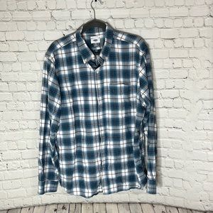 Teal Blue and white Flannel Old Navy SZ: XL